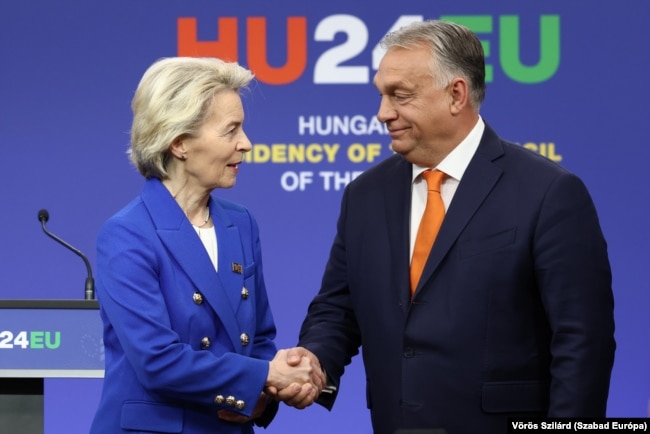 Avropa Komissiyasının prezidenti Ursula fon der Lyayen və Macarıstanın baş naziri Viktor Orban Budapeştdə qeyri-rəsmi Aİ liderləri samitində.